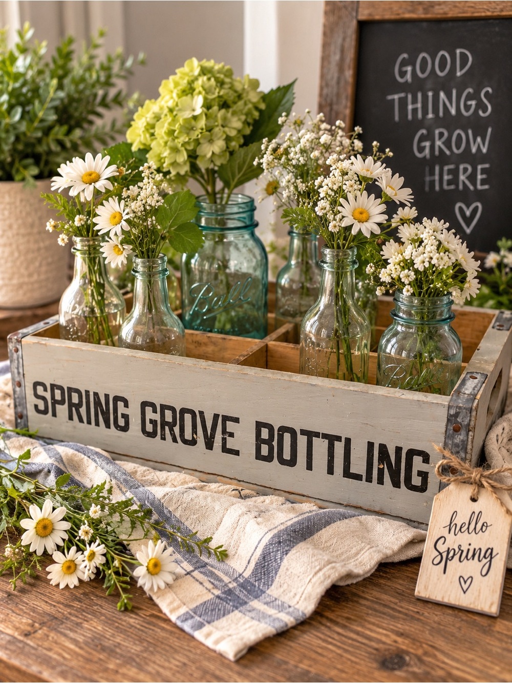 Rare Vintage Spring Grove Bottling Works Wooden 4 Compartment Soda DeliveryCrate